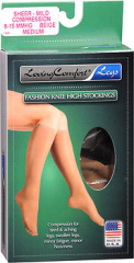 Loving Comfort Fashion Knee High Stockings Sheer, Mild, Beige, Medium - 1 pr