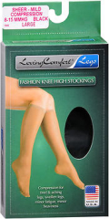 Loving Comfort Knee High Stockings 8-15mmHG - Black - Large - 1 Pair