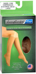 Loving Comfort Fashion Knee High Stockings Sheer, Firm, Beige, Large - 1pr