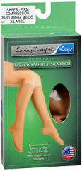 Loving Comfort Fashion Knee High Stockings Sheer Firm Beige Extra Large - pair