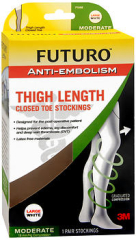 Futuro Anti-Embolism Thigh Length Closed Toe Stockings Large White Moderate - 1 pr