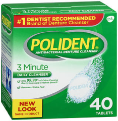 Polident 3 Minute Antibacterial Denture Cleanser Tablets - 40 ct