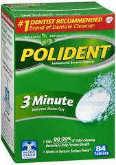 Polident Antibacterial Denture Cleanser Tablets 3 Minute - 84 ct