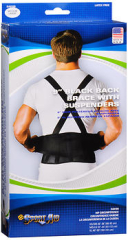 Sport Aid 9 in Black Back Brace with Suspenders MD/LG - Each