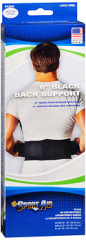 Sport Aid 6 inch Black Back Support Medium Large