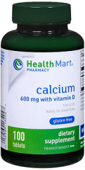 Health Mart Calcium 600 mg with Vitamin D Tablets Natural