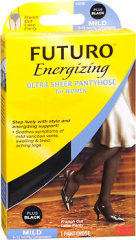 FUTURO Energizing Ultra Sheer Pantyhose For Women French Cut Lace Panty Mild Plus Black