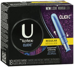 U by Kotex Click Tampons Unscented Regular - 18 ct