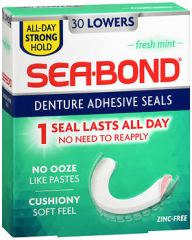 Sea-Bond Lowers Denture Adhesive Seals Fresh Mint - 30 ct