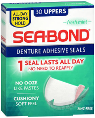 Sea-Bond Denture Adhesive Seals Uppers Fresh Mint - 30 ea.