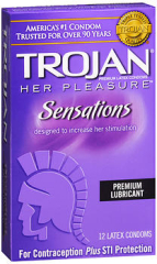 Trojan Her Pleasure Sensations Premium Lubricant Latex Condoms - 12 ct