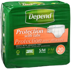 Depend Briefs with Adhesive Tabs S/M