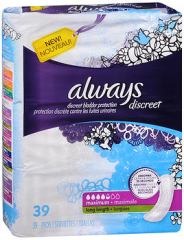 Always Discreet Bladder Protection Pads Long Length Maximum Absorbency - 3pks of 39