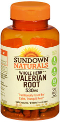 Sundown Naturals Valerian Root 530 mg Capsules - 100 ct