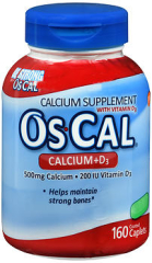 Os-Cal Calcium 500 mg + D3 200 IU Supplement Coated Caplets - 160ct