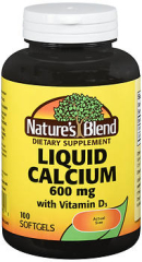 Nature's Blend Liquid Calcium 600 mg with D3 Softgels - 100 ct