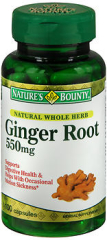 Nature's Bounty Ginger Root 550 mg Herbal Supplement -100 Capsules