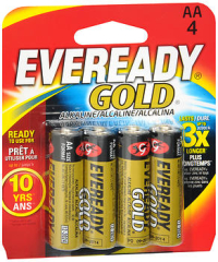 Eveready Gold Alkaline Batteries AA - 4 ct