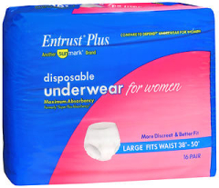 Entrust Plus Disposable Underwear for Women Maximum Absorbency Large