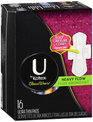 U By Kotex Cleanwear Ultra Thin Pads Heavy Flow