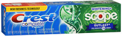 Crest Complete Fluoride Toothpaste Whitening + Scope Outlast Mint