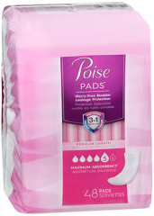 Poise Pads Bladder Leakage Protection Maximum Absorbency Regular Length