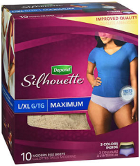 Depend Silhouette For Women Modern Rise Briefs Maximum Absorbency L/Xl Assorted Colors