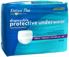 Entrust Plus Disposable Protective Underwear Super Plus Absorbency Small/Medium