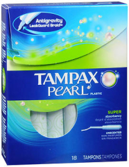 Tampax Pearl Plastic Tampons Super Absorbency Unscented