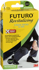 FUTURO Revitalizing Casual Crew Socks for Men Medium Black Moderate Compression