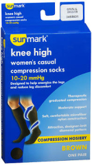 Sunmark Knee High Women's Casual Compression Socks 10-20 mmHg Brown Small 3455631