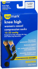 Sunmark Knee High Women's Casual Compression Socks 10-20 mmHg Brown X-Large 3455672