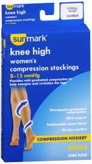 Sunmark Knee High Women's Compression Stockings 8-15 mmHg Beige Small 3455680