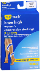 Sunmark Knee High Women's Compression Stockings 8-15 mmHg Beige Large 3455706