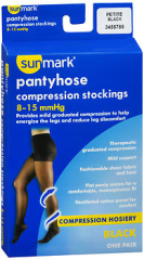 Sunmark Pantyhose Compression Stockings 8-15 mmHg Black Petite