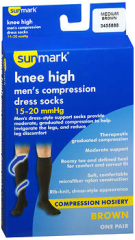 Sunmark Knee High Men's Compression Dress Socks 15-20 mmHg Medium Brown 3455888