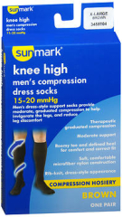 Sunmark Knee High Men's Compression Dress Socks 15-20 mmHg X-Large Brown 3455904