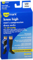 Sunmark Men's Compression Knee High Dress Socks 15-20 mmHg Black Large