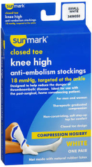 Sunmark Closed Toe Knee High Anti-Embolism Stockings 18 mmHg White Small 3456050