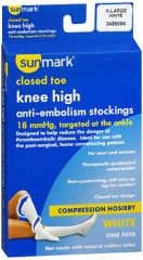 Sunmark Closed Toe Knee High Anti-Embolism Stockings 18 mmHg White X-Large 3456084