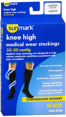 Sunmark Knee High Medical Wear Stockings 20-30 mmHg Black Medium 3456209