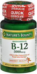 Nature's Bounty B-12 5000 mcg Quick Dissolve Tablets Natural Cherry Flavor