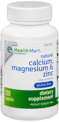 Health Mart Natural Calcium, Magnesium & Zinc Dietary Supplement Caplets