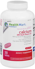 Health Mart Calcium 600 mg & Vitamin D3 Dietary Supplement Tablets