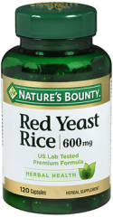 Nature's Bounty Red Yeast Rice 600 mg Herbal Supplement Capsules