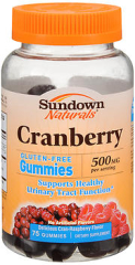 Sundown Naturals Cranberry 500 mg per Serving Gummies Delicious Cran-Raspberry Flavor