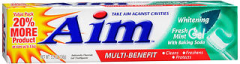 Aim Whitening Anticavity Fluoride Toothpaste Gel Fresh Mint