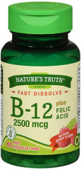 Nature's Truth Vitamin B-12 2500 mcg plus Folic Acid Fast Dissolve Tabs Natural Berry Flavor