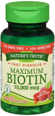 Nature's Truth Maximum Biotin 10,000 mg Fast Dissolve Tabs Berry