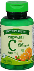 Nature's Truth Chewable C 500 mg plus Wild Rose Hips Tablets Natural Orange Flavor